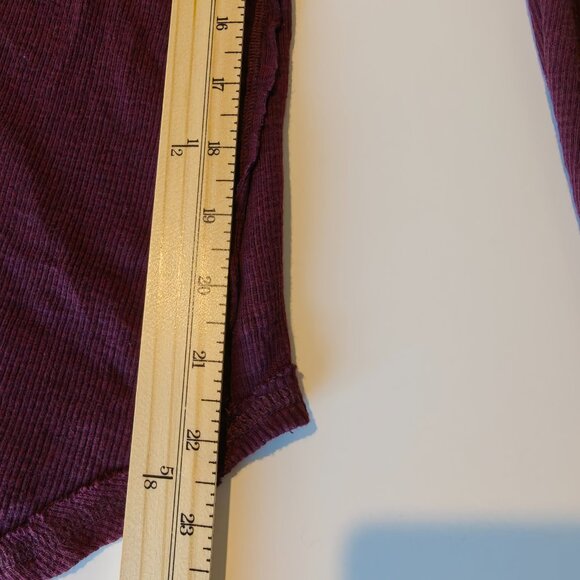 Free People Fair Isle Burgundy Purple Embroidered Thermal Top With Thumbholes - Picture 11 of 13